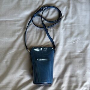 Ecco Navy Patent Crossbody Pot Bag